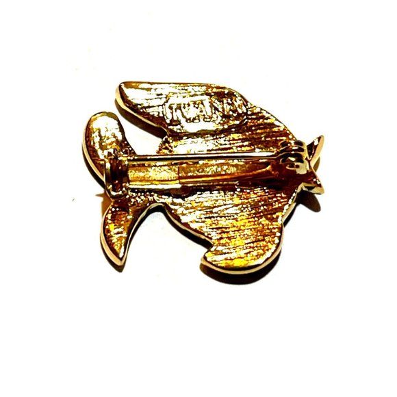 Green Red and Gold Cloisonné Puffy Fish Shaped Brooch Signed Ivana Adorable! - Picture 6 of 9